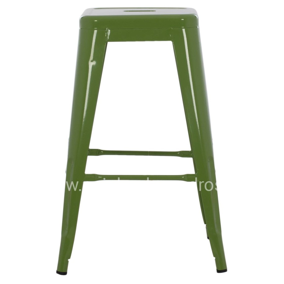 BAR STOOL MEDIUM HEIGHT MELITA-PRO HM8573.53 METAL IN LIGHT OLIVE GREEN 43x43x67Hcm.