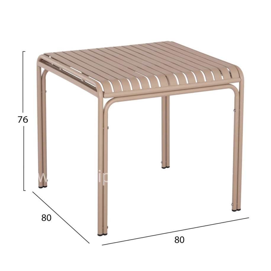 OUTDOOR SQUARE ALUMINUM TABLE RACHEL HM6338.04 CHAMPAGNE COLOR 80x80x76Hcm.