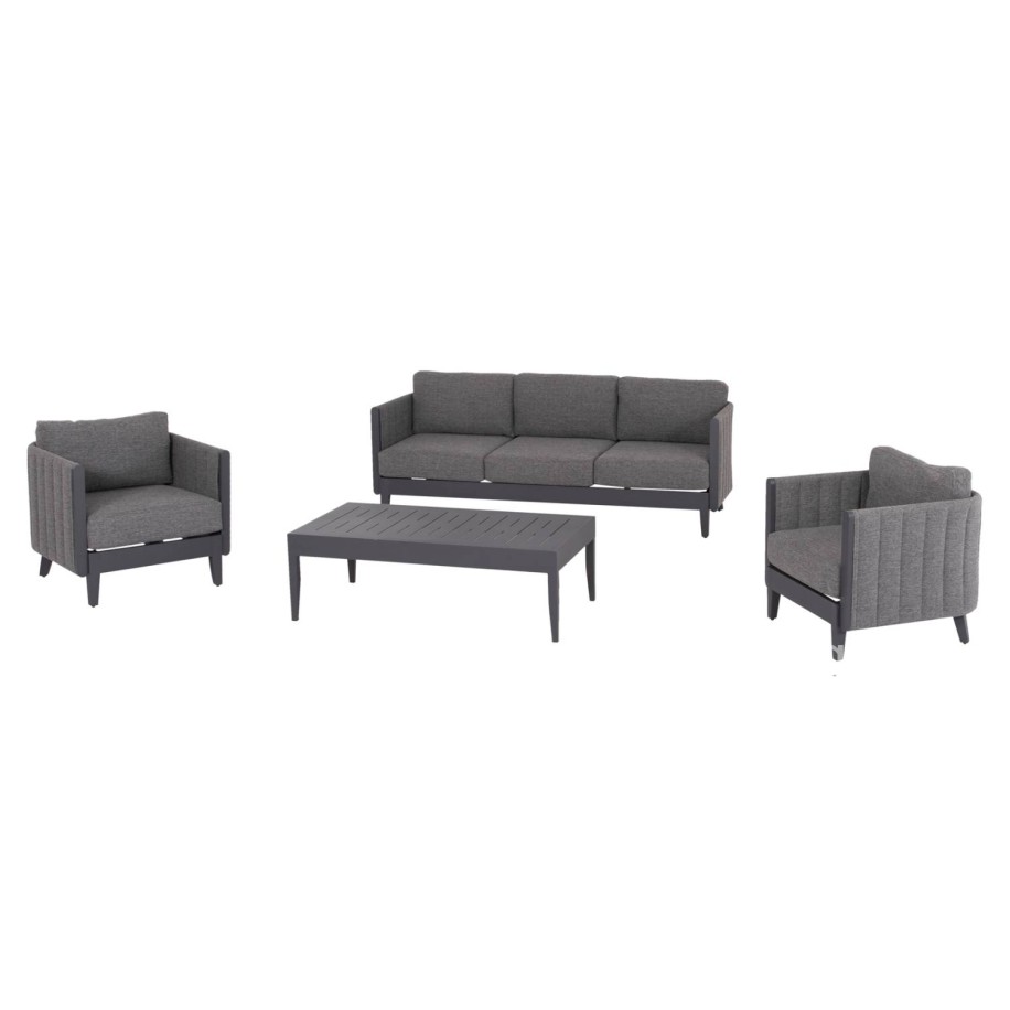 OUTDOOR LOUNGE SET 4PCS LARRY HM6188.01 DARK GREY ALUMINUM-P.E. FABRIC