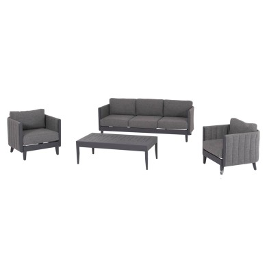 OUTDOOR LOUNGE SET 4PCS LARRY HM6188.01 DARK GREY ALUMINUM-P.E. FABRIC
