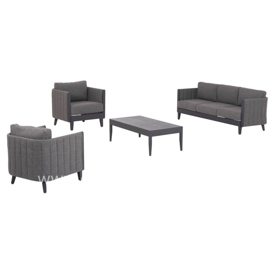 OUTDOOR LOUNGE SET 4PCS LARRY HM6188.01 DARK GREY ALUMINUM-P.E. FABRIC