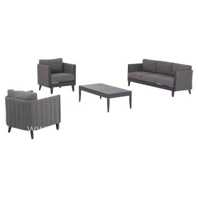 OUTDOOR LOUNGE SET 4PCS LARRY HM6188.01 DARK GREY ALUMINUM-P.E. FABRIC