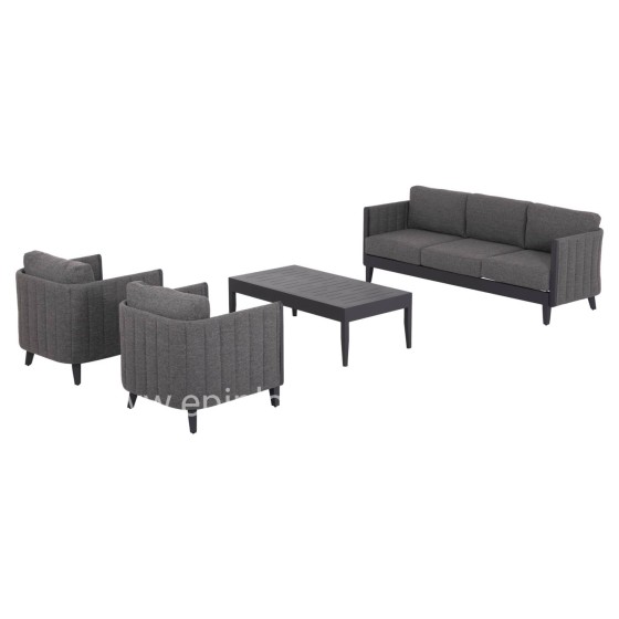 OUTDOOR LOUNGE SET 4PCS LARRY HM6188.01 DARK GREY ALUMINUM-P.E. FABRIC