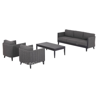OUTDOOR LOUNGE SET 4PCS LARRY HM6188.01 DARK GREY ALUMINUM-P.E. FABRIC