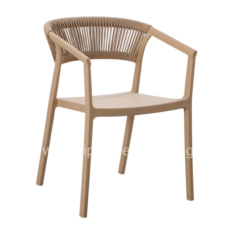 ARMCHAIR POLYPROPYLENE BOGI HM6240.03 CAPPUCCINO WITH BEIGE PP ROPE 55x53.5x74Hcm.