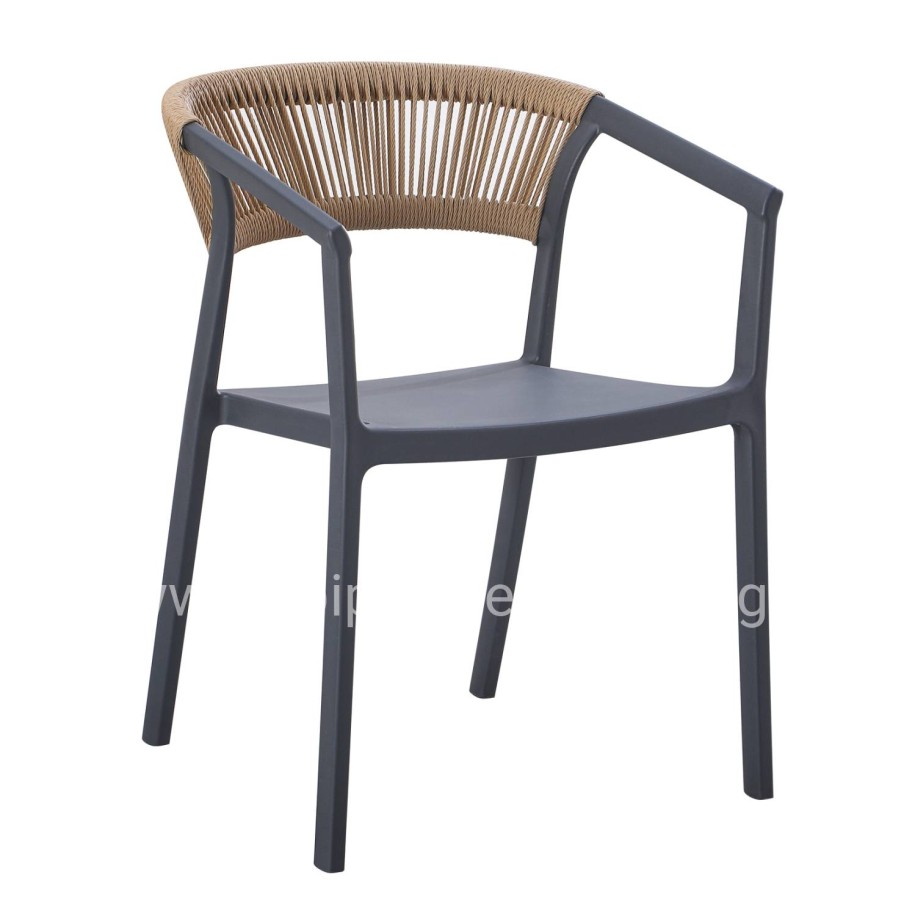 ARMCHAIR POLYPROPYLENE BOGI HM6240.10 GREY WITH BEIGE PP ROPE 55x53.5x74Hcm.