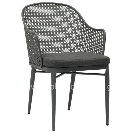 ALUMINUM ARMCHAIR OREGO HM6268.01 FRAME AND CUSHION IN DARK GREY 56x59x81Hcm.
