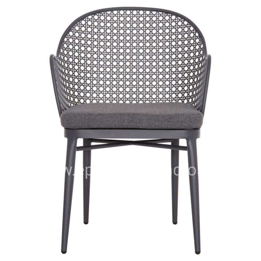 ALUMINUM ARMCHAIR OREGO HM6268.01 FRAME AND CUSHION IN DARK GREY 56x59x81Hcm.