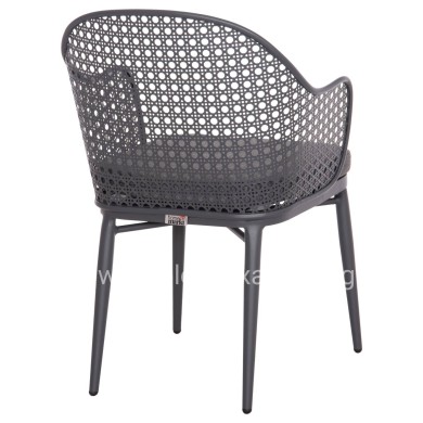 ALUMINUM ARMCHAIR OREGO HM6268.01 FRAME AND CUSHION IN DARK GREY 56x59x81Hcm.