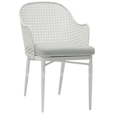 ALUMINUM ARMCHAIR OREGO HM6268.02 WHITE-CUSHION LIGHT GREY 56x59x81Hcm.