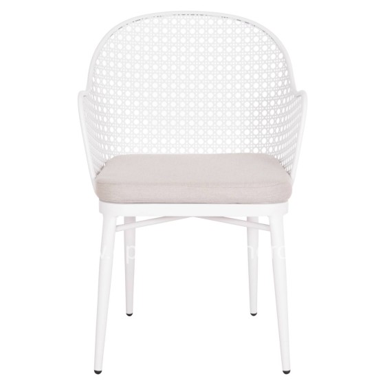 ALUMINUM ARMCHAIR OREGO HM6268.02 WHITE-CUSHION LIGHT GREY 56x59x81Hcm.