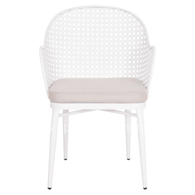 ALUMINUM ARMCHAIR OREGO HM6268.02 WHITE-CUSHION LIGHT GREY 56x59x81Hcm.