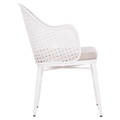 ALUMINUM ARMCHAIR OREGO HM6268.02 WHITE-CUSHION LIGHT GREY 56x59x81Hcm.