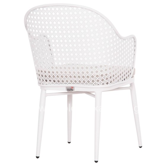 ALUMINUM ARMCHAIR OREGO HM6268.02 WHITE-CUSHION LIGHT GREY 56x59x81Hcm.