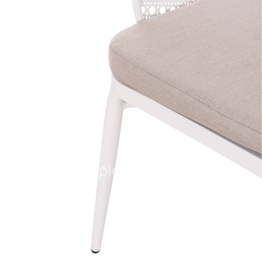 ALUMINUM ARMCHAIR OREGO HM6268.02 WHITE-CUSHION LIGHT GREY 56x59x81Hcm.