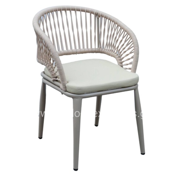 ALUMINUM ARMCHAIR MAGNET HM6287.04 GREY FRAME-P.E.ROPE IN CAPPUCCINO 59x61x81.5Hcm.