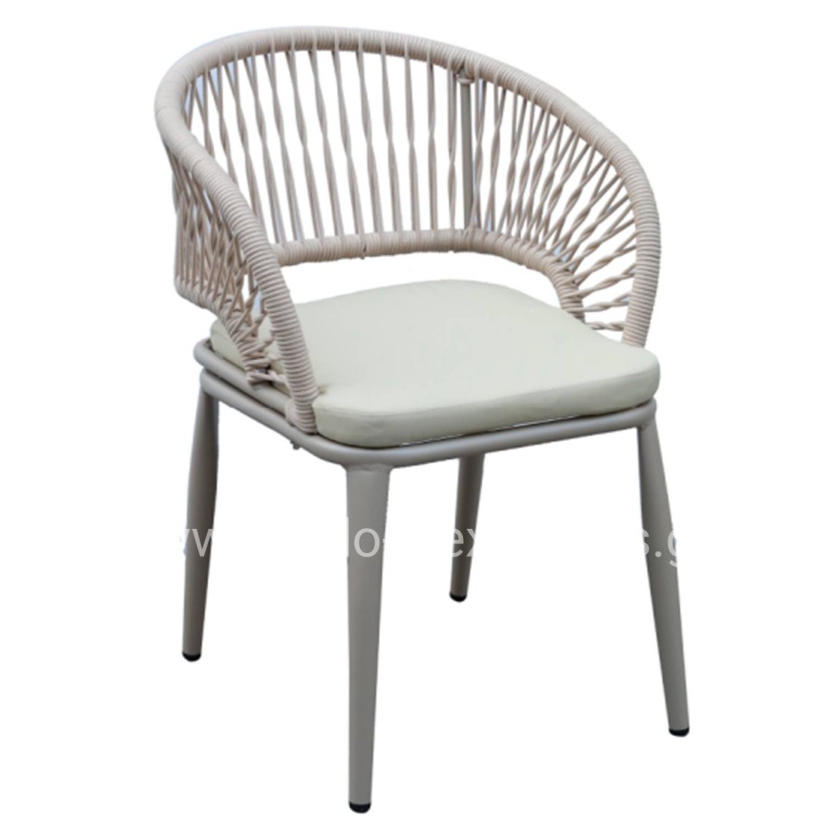 ALUMINUM ARMCHAIR MAGNET HM6287.04 GREY FRAME-P.E.ROPE IN CAPPUCCINO 59x61x81.5Hcm.