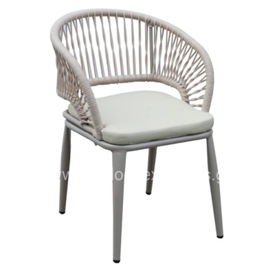 ALUMINUM ARMCHAIR MAGNET HM6287.04 GREY FRAME-P.E.ROPE IN CAPPUCCINO 59x61x81.5Hcm.