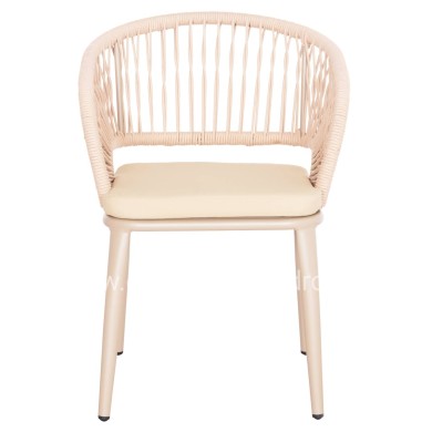 ALUMINUM ARMCHAIR MAGNET HM6287.04 GREY FRAME-P.E.ROPE IN CAPPUCCINO 59x61x81.5Hcm.
