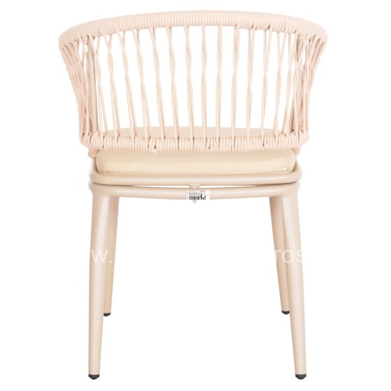 ALUMINUM ARMCHAIR MAGNET HM6287.04 GREY FRAME-P.E.ROPE IN CAPPUCCINO 59x61x81.5Hcm.