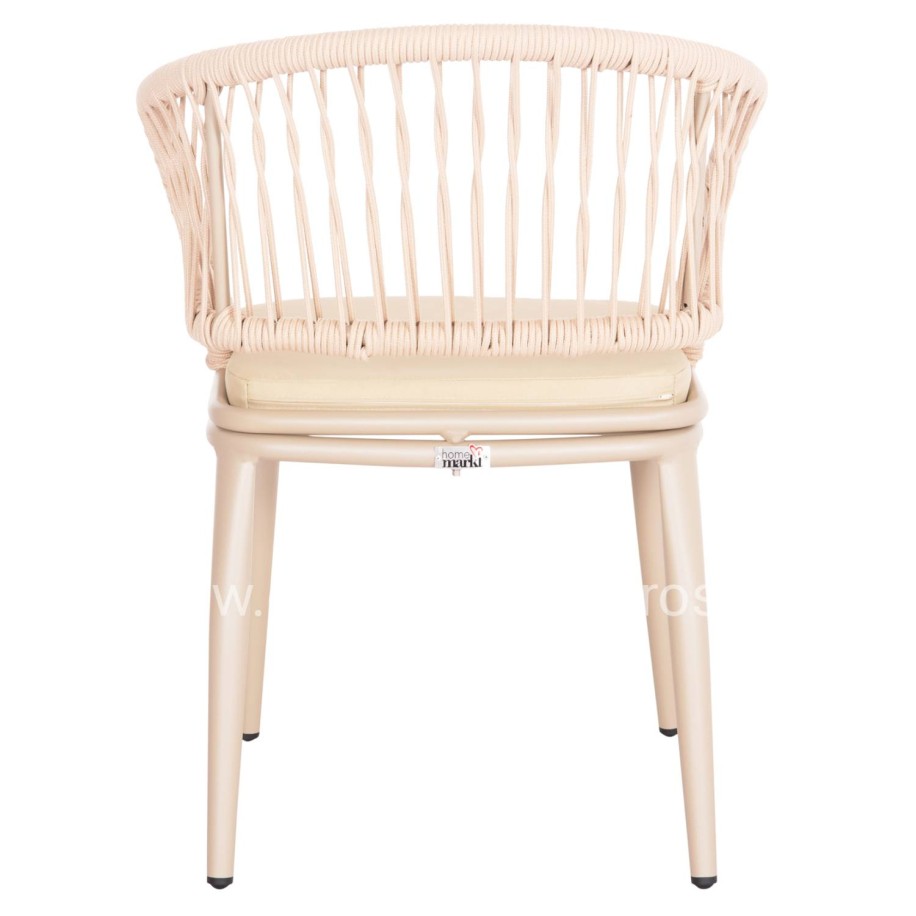 ALUMINUM ARMCHAIR MAGNET HM6287.04 GREY FRAME-P.E.ROPE IN CAPPUCCINO 59x61x81.5Hcm.