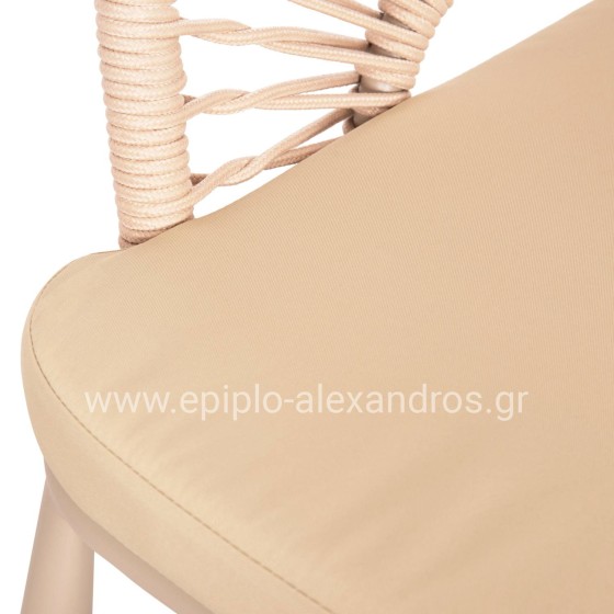 ALUMINUM ARMCHAIR MAGNET HM6287.04 GREY FRAME-P.E.ROPE IN CAPPUCCINO 59x61x81.5Hcm.