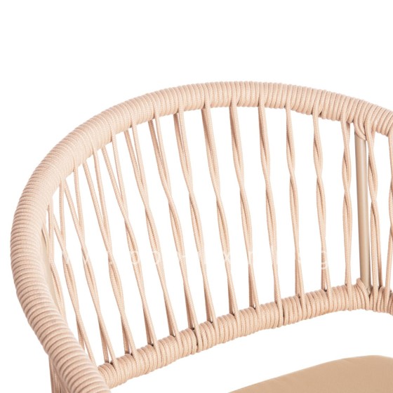 ALUMINUM ARMCHAIR MAGNET HM6287.04 GREY FRAME-P.E.ROPE IN CAPPUCCINO 59x61x81.5Hcm.