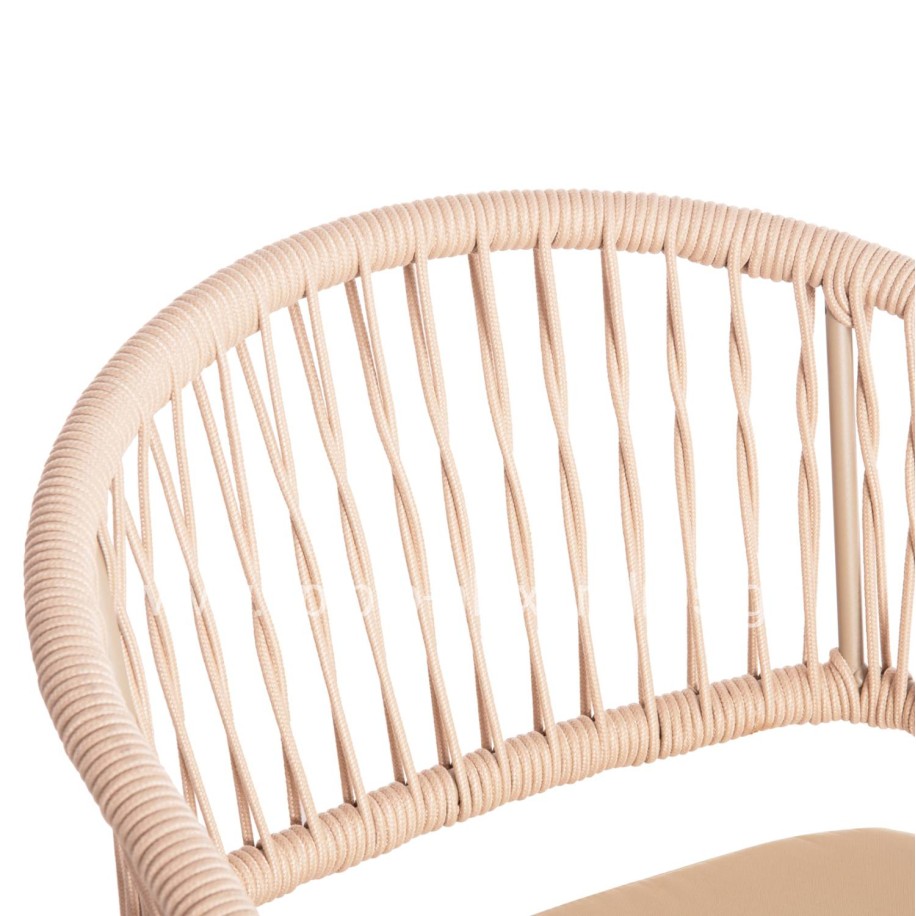 ALUMINUM ARMCHAIR MAGNET HM6287.04 GREY FRAME-P.E.ROPE IN CAPPUCCINO 59x61x81.5Hcm.