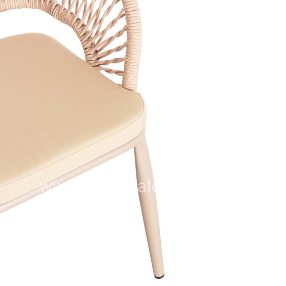 ALUMINUM ARMCHAIR MAGNET HM6287.04 GREY FRAME-P.E.ROPE IN CAPPUCCINO 59x61x81.5Hcm.