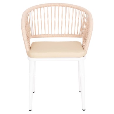ALUMINUM ARMCHAIR MAGNET HM6287.02 WHITE FRAME-P.E.ROPE IN BEIGE 59x61x81.5Hcm.