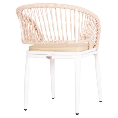 ALUMINUM ARMCHAIR MAGNET HM6287.02 WHITE FRAME-P.E.ROPE IN BEIGE 59x61x81.5Hcm.