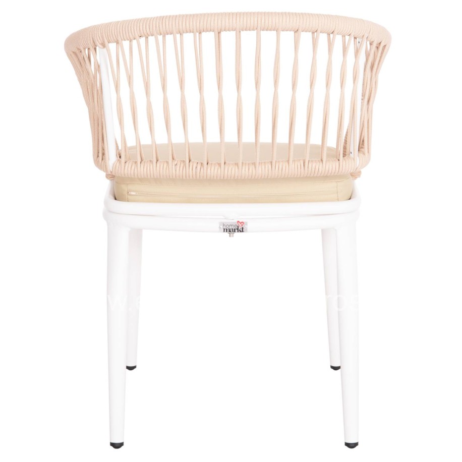 ALUMINUM ARMCHAIR MAGNET HM6287.02 WHITE FRAME-P.E.ROPE IN BEIGE 59x61x81.5Hcm.