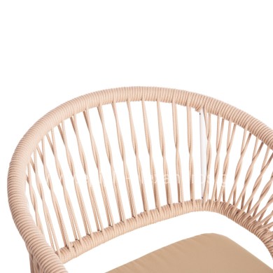 ALUMINUM ARMCHAIR MAGNET HM6287.02 WHITE FRAME-P.E.ROPE IN BEIGE 59x61x81.5Hcm.