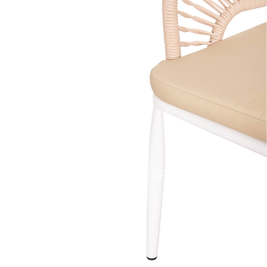 ALUMINUM ARMCHAIR MAGNET HM6287.02 WHITE FRAME-P.E.ROPE IN BEIGE 59x61x81.5Hcm.