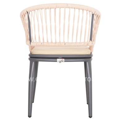 ALUMINUM ARMCHAIR MAGNET HM6287.01 DRAK GREY FRAME-P.E.ROPE IN CREAM WHITE 59x61x81.5Hcm.