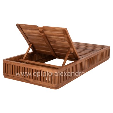 SUNLOUNGER WITHOUT CUSHIONS VERNON HM6331 TEAK WOOD IN NATURAL 200x80x25Hcm.