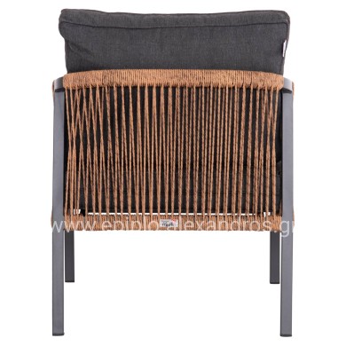 ALUMINUM ARMCHAIR MAYBEL HM6283.01 ANTHRACITE WITH BROWN P.E.RATTAN 67x74x72-87Hcm.