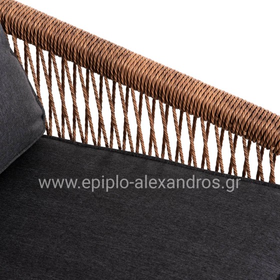 ALUMINUM ARMCHAIR MAYBEL HM6283.01 ANTHRACITE WITH BROWN P.E.RATTAN 67x74x72-87Hcm.