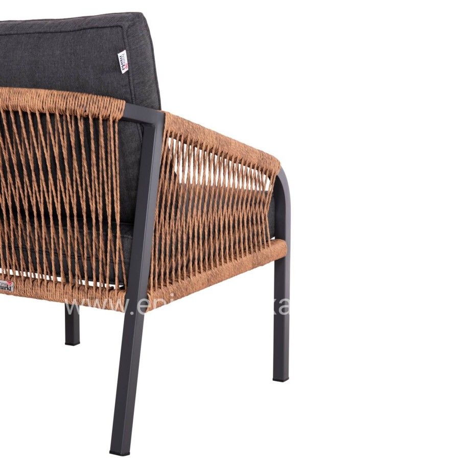 ALUMINUM ARMCHAIR MAYBEL HM6283.01 ANTHRACITE WITH BROWN P.E.RATTAN 67x74x72-87Hcm.