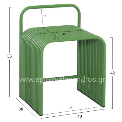 STOOL SERIES INTREPID HM6326.07 ALUMINUM IN GREEN COLOR 40x38x55Hcm.