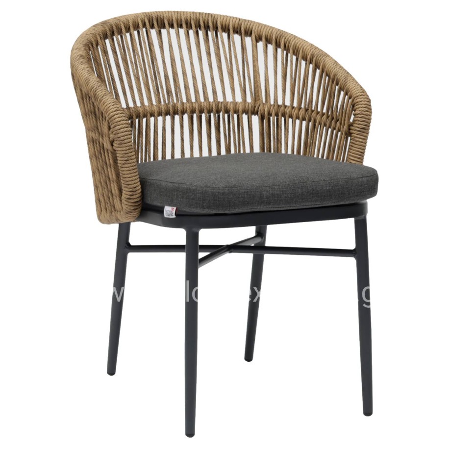 ALUMINUM DINING CHAIR ORIN HM6265.01 DARK GREY FRAME-P.E. RATTAN IN NATURAL 58x61x75Hcm.