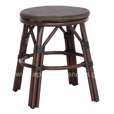 ALUMINUM ROUND STOOL CHINO HM6285.01 BAMBOO LOOK BROWN-TEXTILENE BROWN Φ36x46Hcm.