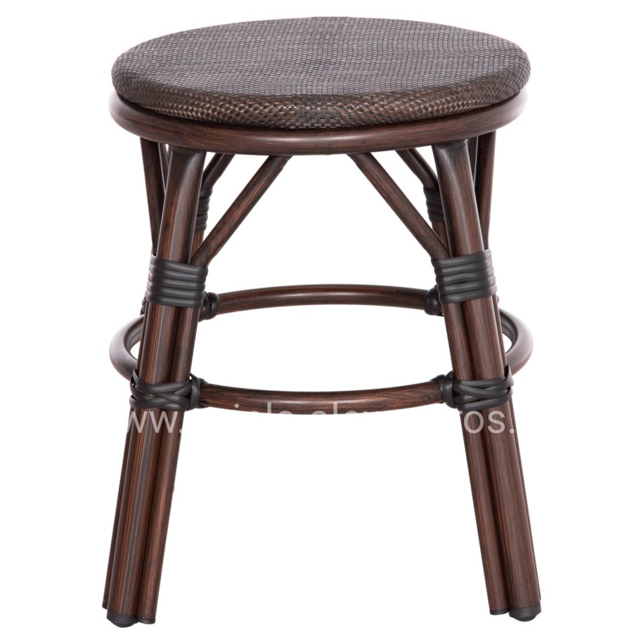 ALUMINUM ROUND STOOL CHINO HM6285.01 BAMBOO LOOK BROWN-TEXTILENE BROWN Φ36x46Hcm.