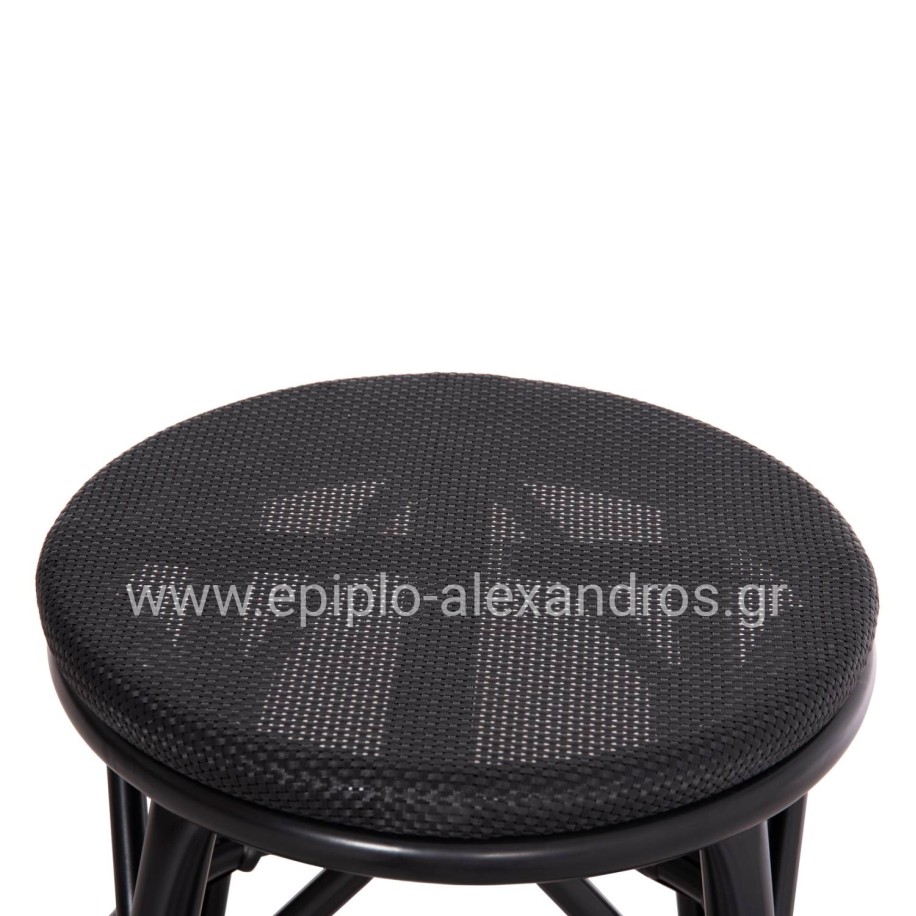 ALUMINUM ROUND STOOL CHINO HM6285.02 BAMBOO LOOK & TEXTILENE IN BLACK Φ36x46Hcm.
