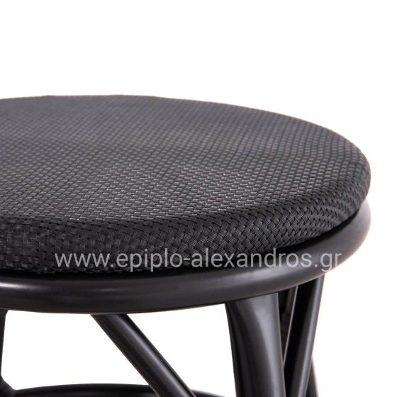 ALUMINUM ROUND STOOL CHINO HM6285.02 BAMBOO LOOK & TEXTILENE IN BLACK Φ36x46Hcm.