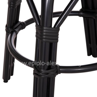 ALUMINUM ROUND STOOL CHINO HM6285.02 BAMBOO LOOK & TEXTILENE IN BLACK Φ36x46Hcm.