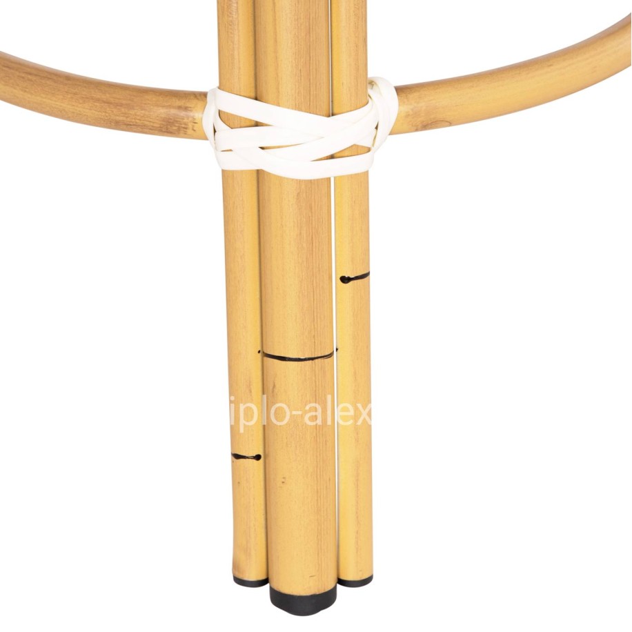 ALUMINUM ROUND STOOL CHINO HM6285.05 BAMBOO LOOK-TEXTILENE WHITE & BLUE Φ36x46Hcm.