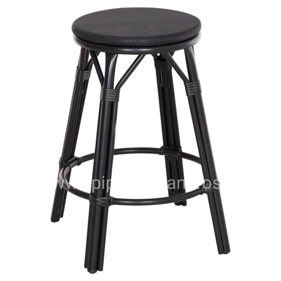 ALUMINUM MEDIUM HEIGHT BAR STOOL CHINO HM6286.02 BAMBOO LOOK & TEXTILENE IN BLACK 43x43x65Hcm.