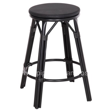 ALUMINUM MEDIUM HEIGHT BAR STOOL CHINO HM6286.02 BAMBOO LOOK & TEXTILENE IN BLACK 43x43x65Hcm.