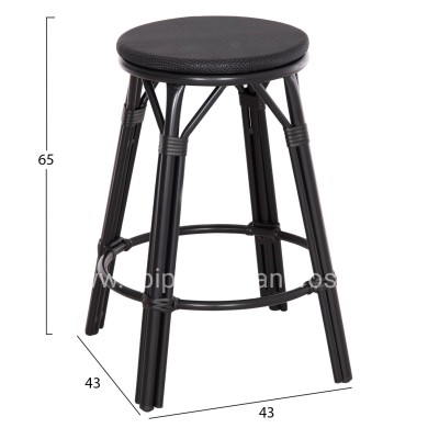 ALUMINUM MEDIUM HEIGHT BAR STOOL CHINO HM6286.02 BAMBOO LOOK & TEXTILENE IN BLACK 43x43x65Hcm.